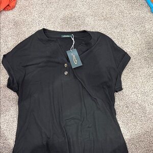 Black Button-Up Women's Top